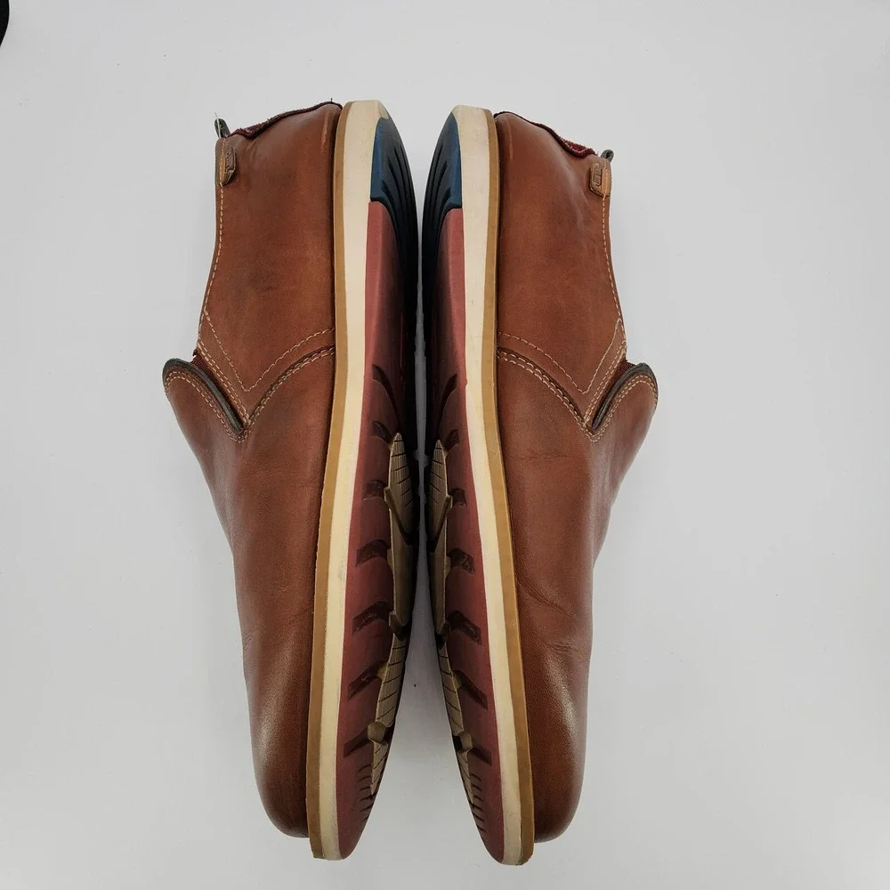 Pikolinos Berna Leather Loafers Mens 44 (US 10-10.5) Brown Elastic Slip On Shoes
